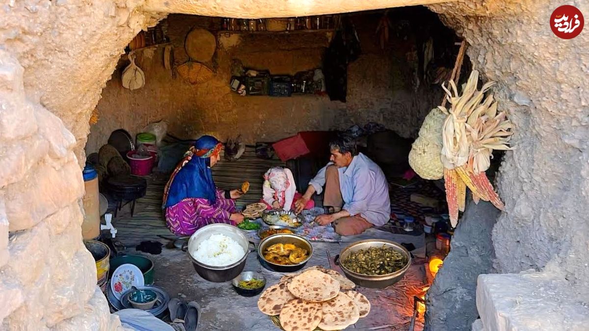 ببینید؛ غذای روستایی در ایران؛ پخت باقالی پلو با مرغ و نان محلی تازه