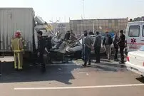 برخورد شدید چهار خودرو در جاده کرج