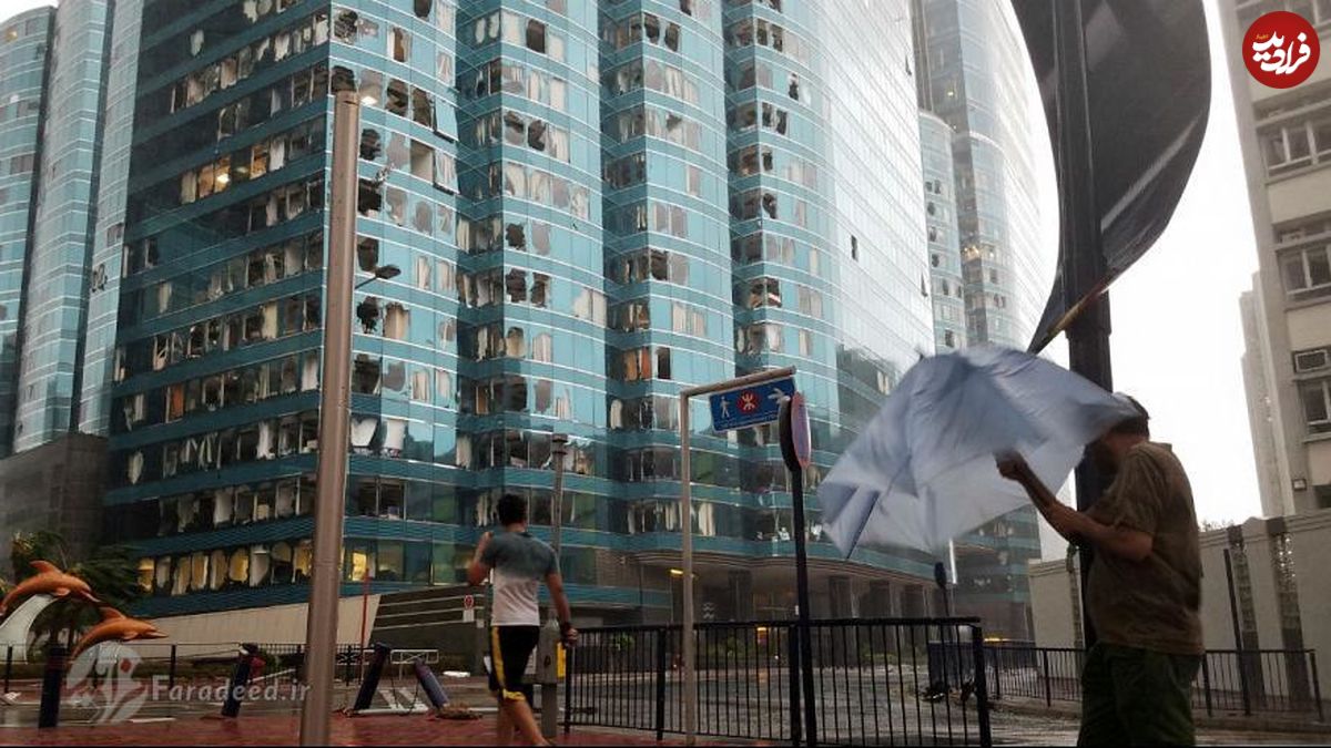 ویدیو/ خسارت طوفان منگهوت در هنگ کنگ