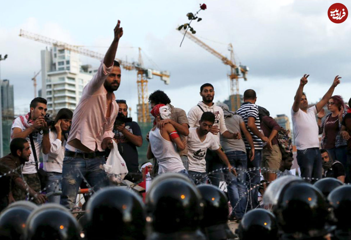 (تصاویر) ناآرامی‌های خیابانی در لبنان