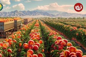 ببینید؛ چگونه آمریکایی ها هزاران تن هلو را برداشت و فرآوری می کنند؟