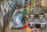 ببینید| مراحل تولید انبوه اجاق گاز دو شعله با استیل ضد زنگ در پاکستان