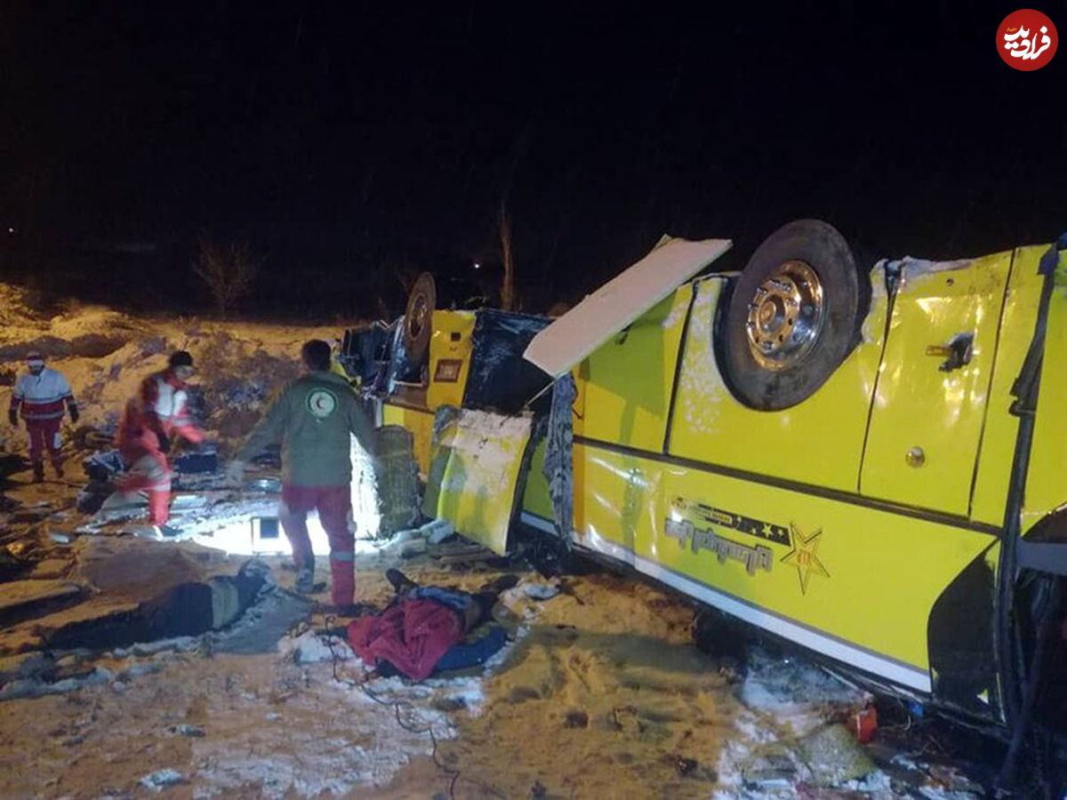 سقوط مرگبار اتوبوس در زنجان