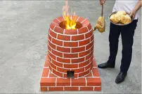 (ویدئو) نحوه ساخت یک تنور بسیار زیبا با آجر در خانه