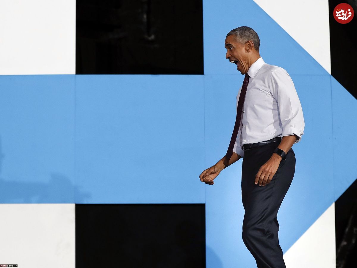 عکس/ شکلک عجیب اوباما در کمپین هیلاری