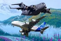 عکس| نبرد غول‌ها در آسمان؛ بوئینگ C-17 در برابر ایرباس A380، کدام یک بزرگتر است؟