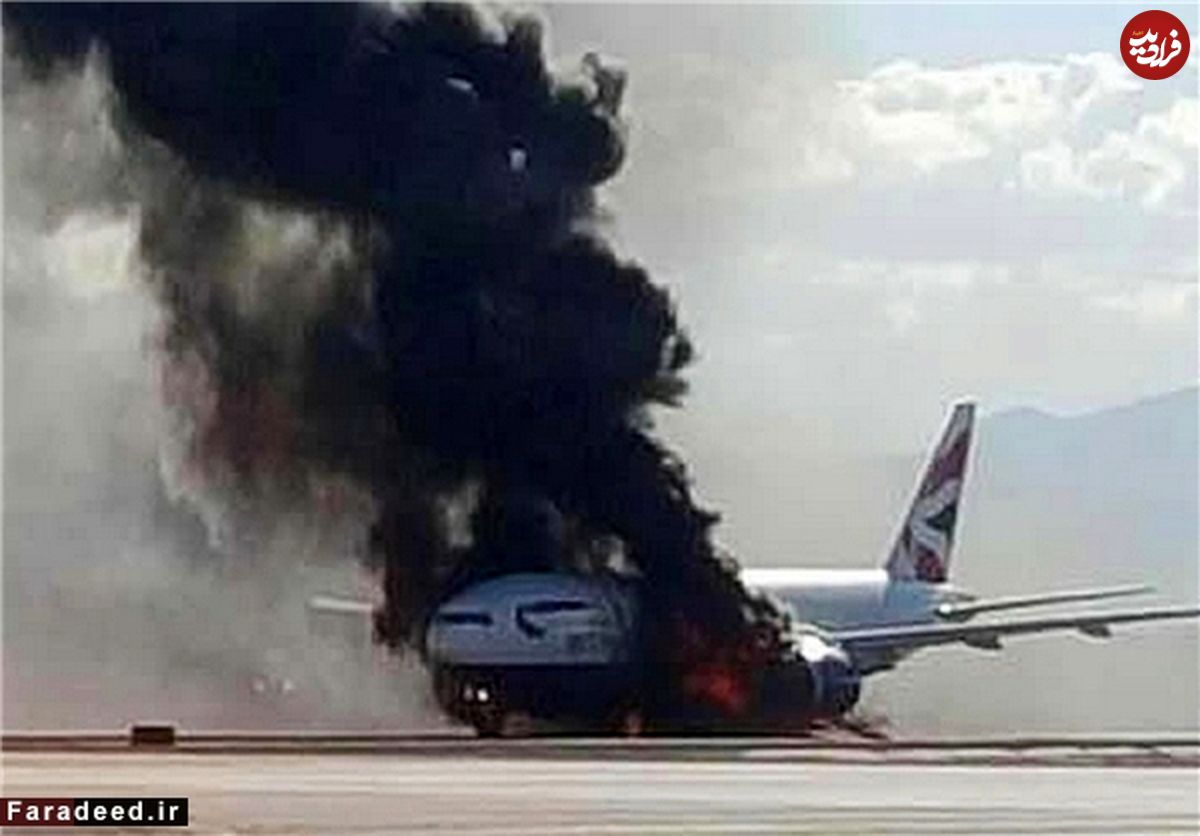 (تصویر) هواپیمای مسافربری در لاس‌وگاس آتش گرفت