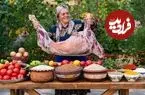 ببینید| غذای روستایی در آذربایجان؛ کباب کردن بز شکم پر روی آتش