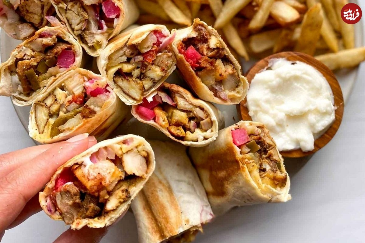 طرز تهیه شاورمای اصل عربی با سس مخصوص