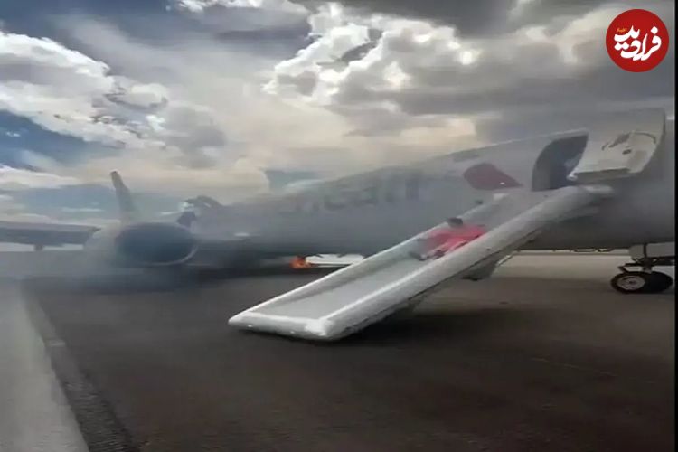 ببینید؛ آتش‌سوزی در هواپیمای بوئینگ ٧٣٧ مکس آمریکا در فرودگاه دنور