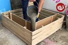 ببینید؛ نحوه درست کردن یک آکواریوم زیبا با پالت چوبی و سیمان در خانه