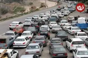 عکس| سفر زمان؛ اتومبیل و الاغ‌ها در جاده برفی تهران_قزوین