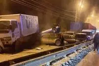 (ویدئو) اولین ویدیو از تصادف زنجیره‌ای ترسناک در روسیه بر اثر یخبندان