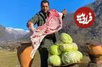 ببینید| غذای روستایی در آذربایجان؛ پخت دلمه کلم با گوشت بره در روستا