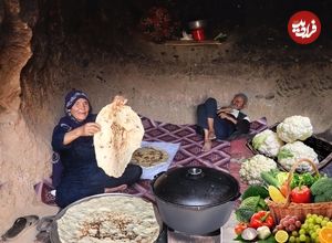 ببینید؛ غذای روستایی در افغانستان؛ پخت نان سنتی، برنج و گل کلم بخار پز در غار