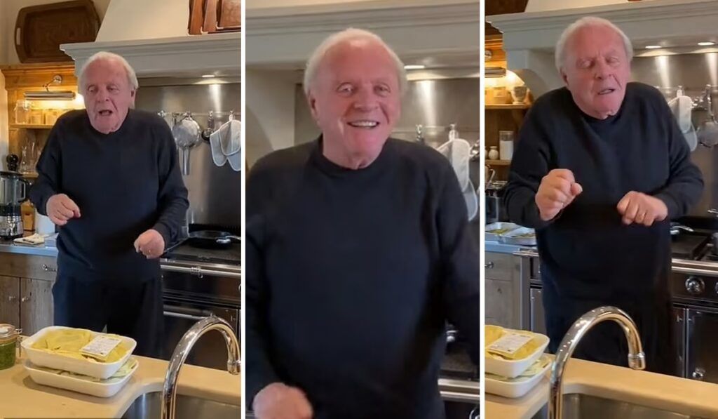 (ویدیو) رقص دیدنی آنتونی هاپکینز ۸۵ ساله در حال آماده کردن یک غذای ایتالیایی 