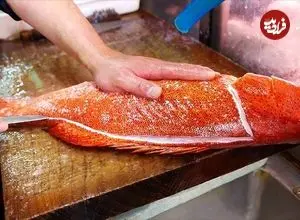 ببینید| غذای خیابانی در ژاپن؛ پخت یک غذای سنتی با ماهی گروپر قرمز در اوکیناوا