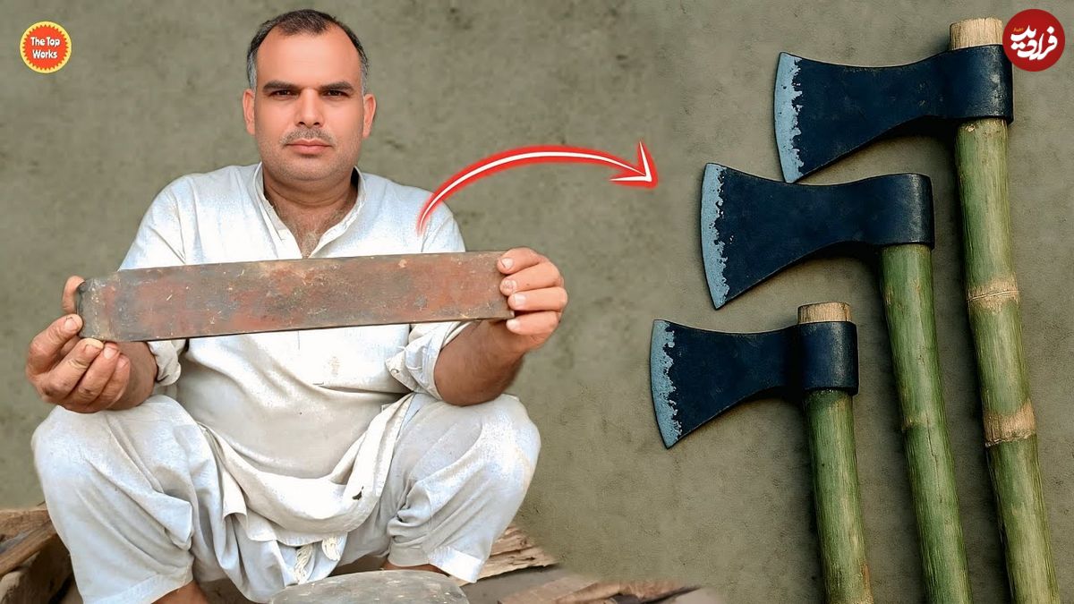 ببینید؛ ساخت 3 تبر بزرگ با استفاده از یک فنر زنگ زده کامیون توسط آهنگر پاکستانی