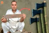 ببینید؛ ساخت 3 تبر بزرگ با استفاده از یک فنر زنگ زده کامیون توسط آهنگر پاکستانی
