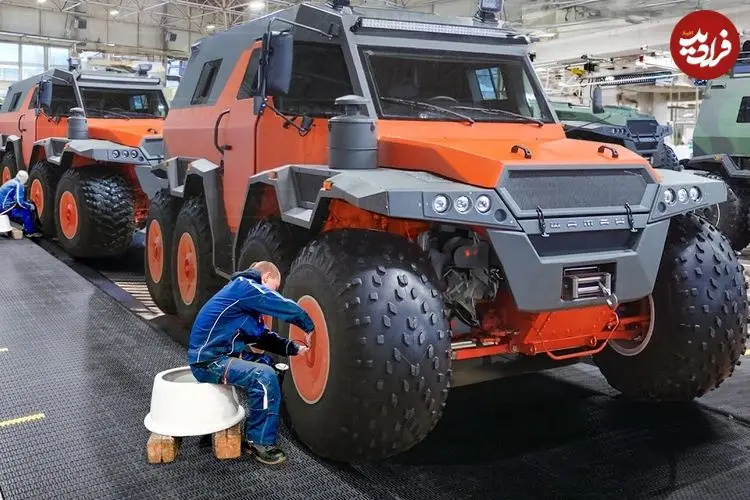 ببینید| مراحل طراحی و تولید خودروی غول پیکر 8 چرخ روسی اوتوروس شامان