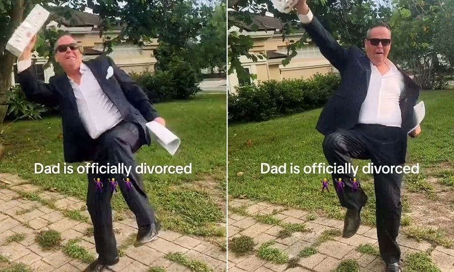 ویدئوی رقص و شادی مرد آمریکایی پس از طلاق از همسرش با ۲۰ میلیون بازدید