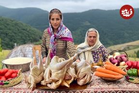 ببینید؛ غذای روستایی در ایران؛ پخت چلو مرغ زعفرانی در جنگل های گیلان
