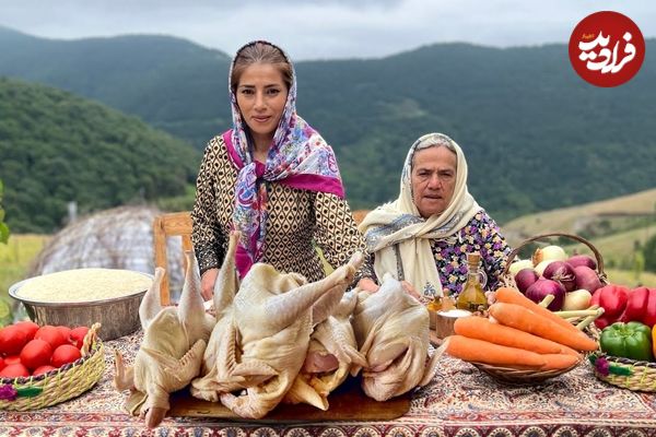 ببینید؛ غذای روستایی در ایران؛ پخت چلو مرغ زعفرانی در جنگل های گیلان
