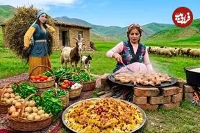 ببینید| غذای روستایی در ایران؛ پخت یک غذای سنتی با مرغ