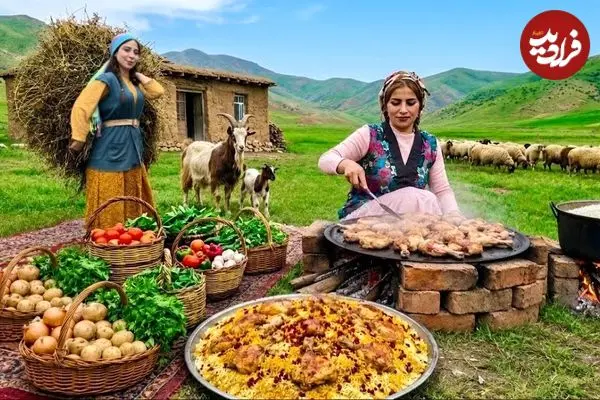 ببینید| غذای روستایی در ایران؛ پخت یک غذای سنتی با مرغ
