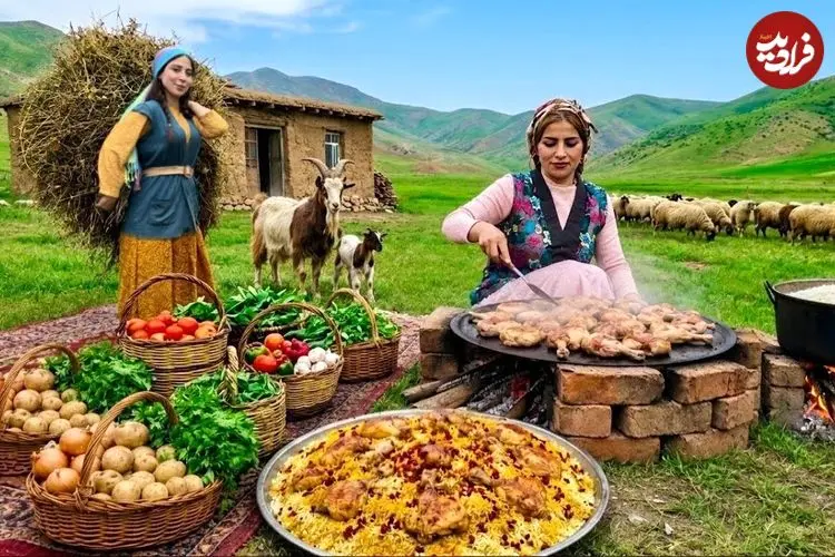 ببینید| غذای روستایی در ایران؛ پخت یک غذای سنتی با مرغ