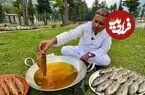 ببینید| غذای روستایی در پاکستان؛ صید ماهی قزل آلا و تهیه غذ با آن به روش سنتی