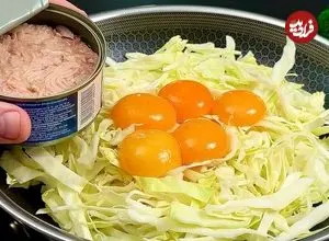 ببینید| طرز تهیه یک غذای جدید، فوری و خوشمزه با کلم و تن ماهی