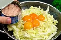 ببینید| طرز تهیه یک غذای جدید، فوری و خوشمزه با کلم و تن ماهی