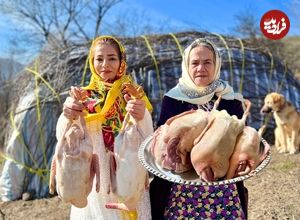 (ویدئو) غذای روستایی در گیلان؛ پخت پلو بریانی اردک