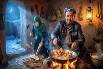 ببینید| غذای روستایی در افغانستان؛ تهیه جوجه کباب برای افطار توسط زوج افغان