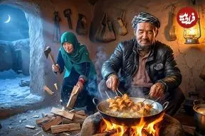 ببینید| غذای روستایی در افغانستان؛ تهیه جوجه کباب برای افطار توسط زوج افغان