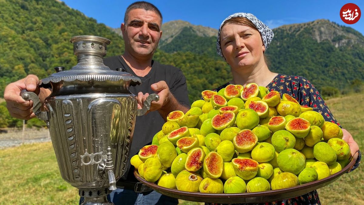 ببینید؛ غذای روستایی در آذربایجان؛ تهیه مربا و کیک پای انجیر