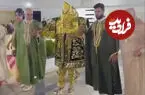 ببینید| عروس با پوشش زردوزی شده برای دفع چشم‌زخم