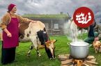 ببینید| غذای روستایی در آذربایجان؛ تهیه 3 نوع پنیر با شیر بز، گوسفند و گاو
