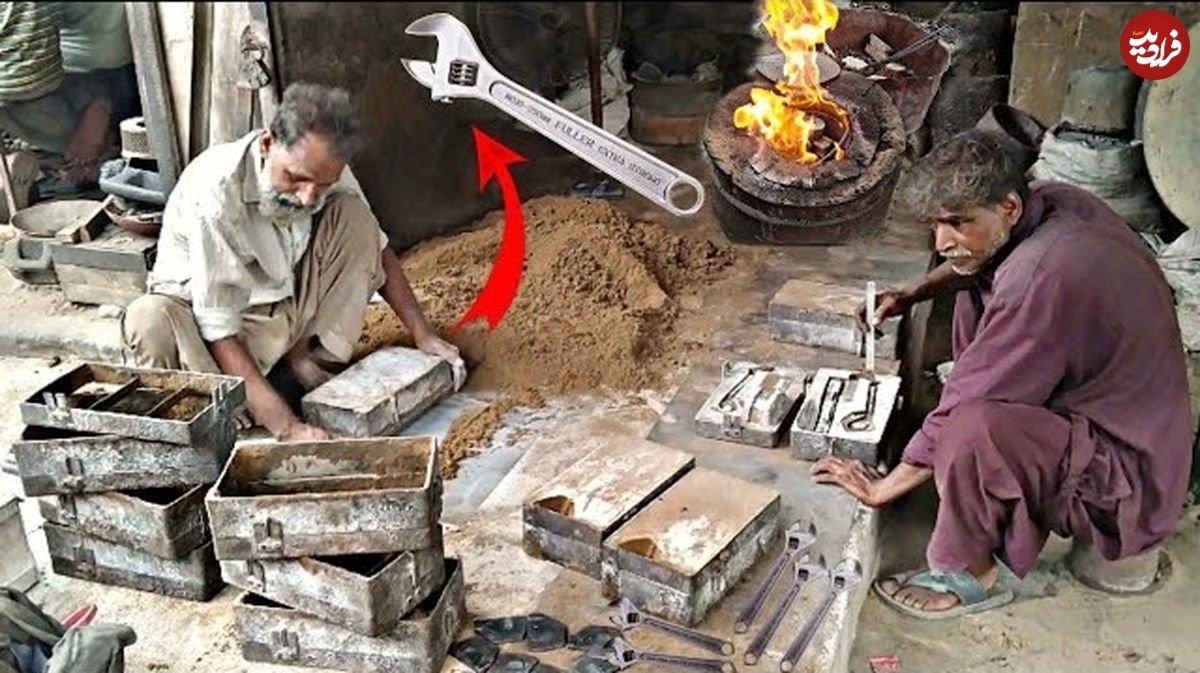 ببینید| مراحل دیدنی تولید سنتی آچار در کارگاهی در پاکستان