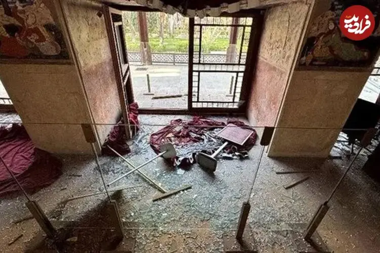 تصاویری از تخریب کاخ چهل‌ستون در حمله به اصفهان