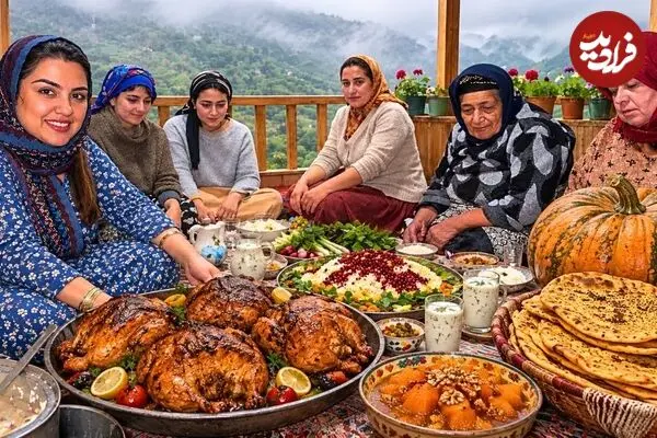 ببینید| غذای روستایی در ایران؛ پخت نان کدو حلوایی و بریانی مرغ کامل