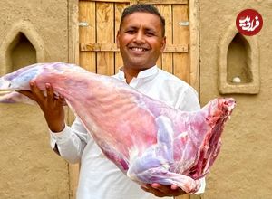 ببینید؛ غذای روستایی در پاکستان؛ پخت بریانی بره به روش آشپز مشهور روستایی