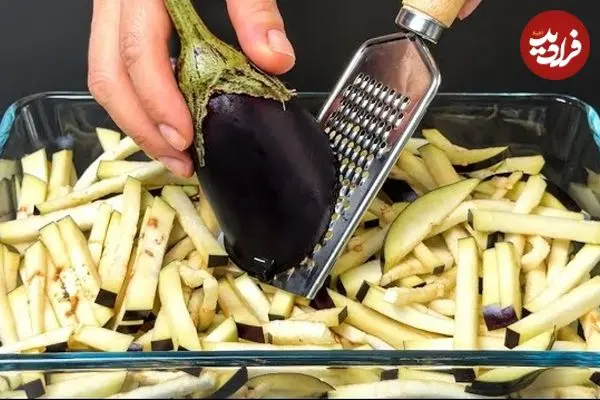 ببینید| طرز تهیه یک غذای ساده و جدید با 3 تخم مرغ و  یک بادمجان