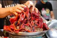 ببینید| غذای خیابانی در تایوان؛ مارماهی پخته شده با نودل در تاینان