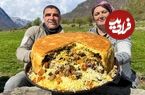 ببینید؛ غذای روستایی در آذربایجان؛ پخت پلو مخلوط با زردآلو و کشمش در طبیعت 