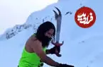 ببینید| قدرت‌نمایی مرد برفی افغانستان در دریاچه یخ‌زده