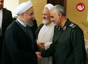 عکس؛ سفر به تاریخ؛ ملاقات «حسن روحانی» با «زینب و نرجس، دختران سردار سلیمانی»؛ سال 98