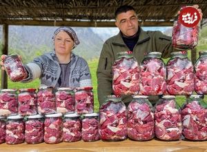 ببینید؛ غذای روستایی در آذربایجان؛ پخت آبگوشت در ظرف شیشه ای به روش خلاقانه