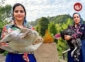 ببینید؛ غذای روستایی در ایران؛ کباب بوقلمون شکم پر در تنور